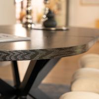 HOME DELUXE Esstisch Oval Ausziehbar AVENTI inkl. Sternfuß - 160 x 100 cm Dark Oak