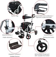 Alu Vierrad-Rollator mit einklappbaren Fußstützen AT51005