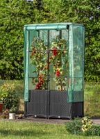  Hochbeet mit Kunststoffabdeckung, Rankgitter für Garten ca. 40x80x141cm - Schwarz