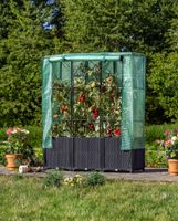  Hochbeet mit Kunststoffabdeckung, Rankgitter für Garten ca. 40x120x141cm Schwarz