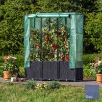 Hochbeet mit Kunststoffabdeckung, Rankgitter für Garten ca. 40x120x141cm - Grau
