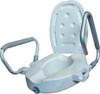 Toilettensitzerhöhung mit Deckel und klappbaren Armlehnen, 10 cm Höhe