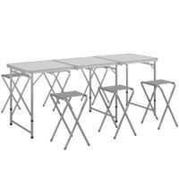 Campingtisch Set, 180 x 60 cm Klapptisch mit 6 Stühlen für Picknick