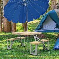 Faltbarer Picknicktisch mit Sitzplätzen und Schirmloch für Terrasse