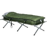 Campingbett Einzelbett Feldbett mit Kopfkissen klappbare Reisebett Grün