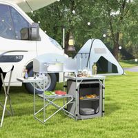 Campingküche klappbar, Outdoor Küche mit UV-Schutz, Windschutz, Silber