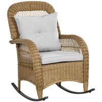 Rattan Schaukelstuhl, Schaukelsessel mit Kissen für Balkon, Garten