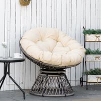 Papasansessel Korbsessel mit Sitzpolster 360° drehbar Kunstrattan Beige