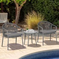 Rattan Bistroset Sitzgruppe Gartengarnitur mit 2 Sesseln Couchtisch