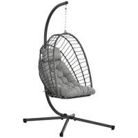 Hängesessel Hängestuhl Rattan Schaukelkorb bis zu 100 kg, Hellgrau