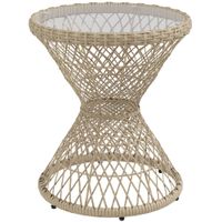 Beistelltisch Rattan Gartentisch, 45 x 45 cm Couchtisch mit UV-Schutz