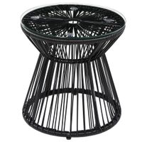 Ratten Beistelltisch, Runder Kaffeetisch mit Hohltrommel-Design Metall