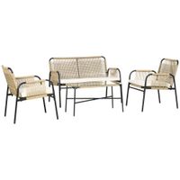 Polyrattan Gartenmöbel-Set, Sitzgruppe mit Zwisitzer Sesseln Couchtisch