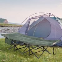 Feldbett Campingbett mit Tasche, Becherhalter, Campingliege, Grau