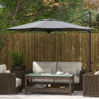 Ampelschirm ca. Ø3m Neigbarer Sonnenschirm mit Kurbel, Drehbar Grau