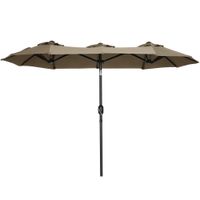 Gartenschirm 285 x 147cm Marktschirm mit Winddach für Terrasse Grau
