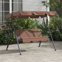 Hollywoodschaukel Gartenschaukel 3-Sitzer mit Dach Stahl Braun