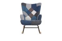 Skandinavischer Schaukelstuhll IVAR, Stoffbezug Patchwork - ca. 69 x 81 x 92,5 cm - Mehrfarbig