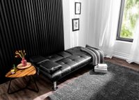 Schlafsofa mit Bettfunktion & zusammenklappbaren Getränkehalter, ca. 169 x 83 x 71,5 cm - Schwarz