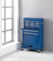 2 in 1 Werkstattwagen - blau, 7 Schubladen