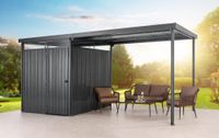 Metallgerätehaus 5㎡ Skylight mit 7㎡ Carport-Erweiterung 2 in 1, ca. 245 x 204 x 226 cm