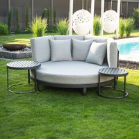 HOME DELUXE Daybed Outdoor FLORIDA inkl. Beistelltische - Grau