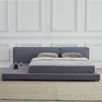 HOME DELUXE Bett mit Ablage GALAXIS – 140 x 200 cm  Grau mit Matratze H2/H3