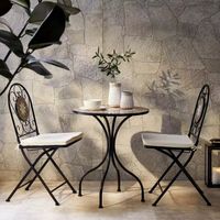 Sitzgruppe Mosaik 3 tlg. mit Tisch Ø 60 cm & 2 Stühlen CREMA - Mehrfarbig 