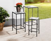 Mosaik Pflanzenständer QUADRATO 3er Set aus Metall schwarz