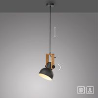 Pendelleuchte CUP 2.0, 1xE27 max. 60Watt exkl., höhenverstellbar, IP20, Schwarz