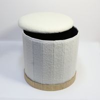 Sitzhocker Polsterhocker mit Stauraum mit Stauraum Teddy Weiß 