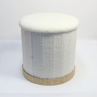 Sitzhocker Polsterhocker mit Stauraum mit Stauraum Teddy Weiß 
