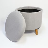 Sitzhocker mit Stauraum und Holz-Füße - Grau
