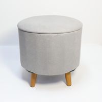 Sitzhocker mit Stauraum und Holz-Füße - Grau