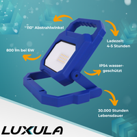 LED Baustrahler mit Akku, faltbar, 6 W, 800 lm, 4000 K (neutralweiß), IP54, 7 Stunden Lichtzeit