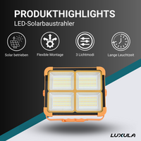 Solar Baustrahler mit Akku, CCT, 6 Std.Leuchtzeit, USB In- & Output