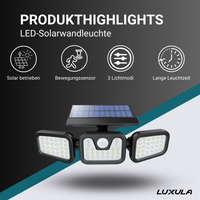 Solar Wandleuchte mit PIR-Sensor, 8 Stunden Leuchtdauer, 4000 K (neutralweiß)