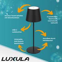 LED-Tischleuchte mit Akku, Dimm- & CCT-Funktion, wiederaufladbar