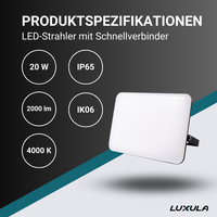 LED-Fluter mit Schnellverbinder, white cover, 20 W, 4000 K (neutralweiß)