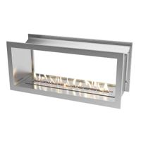 Slimline Firebox Einbaukamin, 7,7 kW, Edelstahl, H: 60 x B: 135 x T: 45 cm, bis zu 9 Stunden Brenndauer, modernes Design, langanhaltende Wärme.