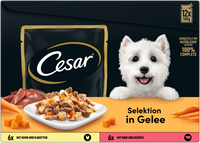 Portionsbeutel Multipack Selektion in Gelee mit Huhn und Karotten, mit Rind und Gemüse 12x100g