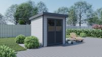WPC Gartenhaus Flachdach S grau/anthrazit