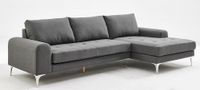 Modernes Ecksofa mit gepolsterte Kissen, ca. 285 x 152/93 x 88 cm - Grau