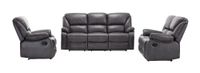Relaxsofa-Set 3 tlg. Couchgarnitur mit Relaxfunktionen grau Lederoptik