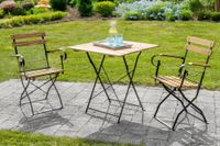 Bistroset Outdoor-Klappstuhl-Set 3tlg., 2-Sitzer mit 2 Streben aus Akazienholz 