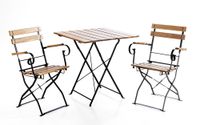 Bistroset Outdoor-Klappstuhl-Set 3tlg., 2-Sitzer mit 2 Streben aus Akazienholz 