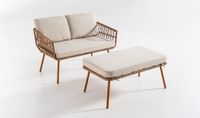 Gartenliege MARENA Liegesofa 2-Sitzer inkl. Hocker