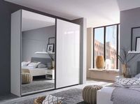 rauch Kleiderschrank Schwebetürenschrank Halle Front Hochglanz weiß 218 cm Breit