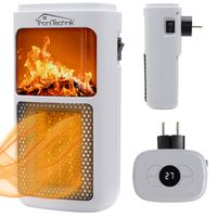 Mini Heizlüfter mit Steckdose – 400 W, Keramik, LCD-Display & Kaminfeuereffekt