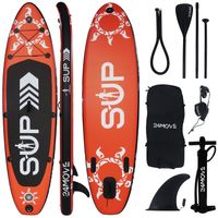 24MOVE® Standup Paddle Board SUP, inkl. Zubehör, Paddel und Hochdruckpumpe, ROT, 366x80x15cm